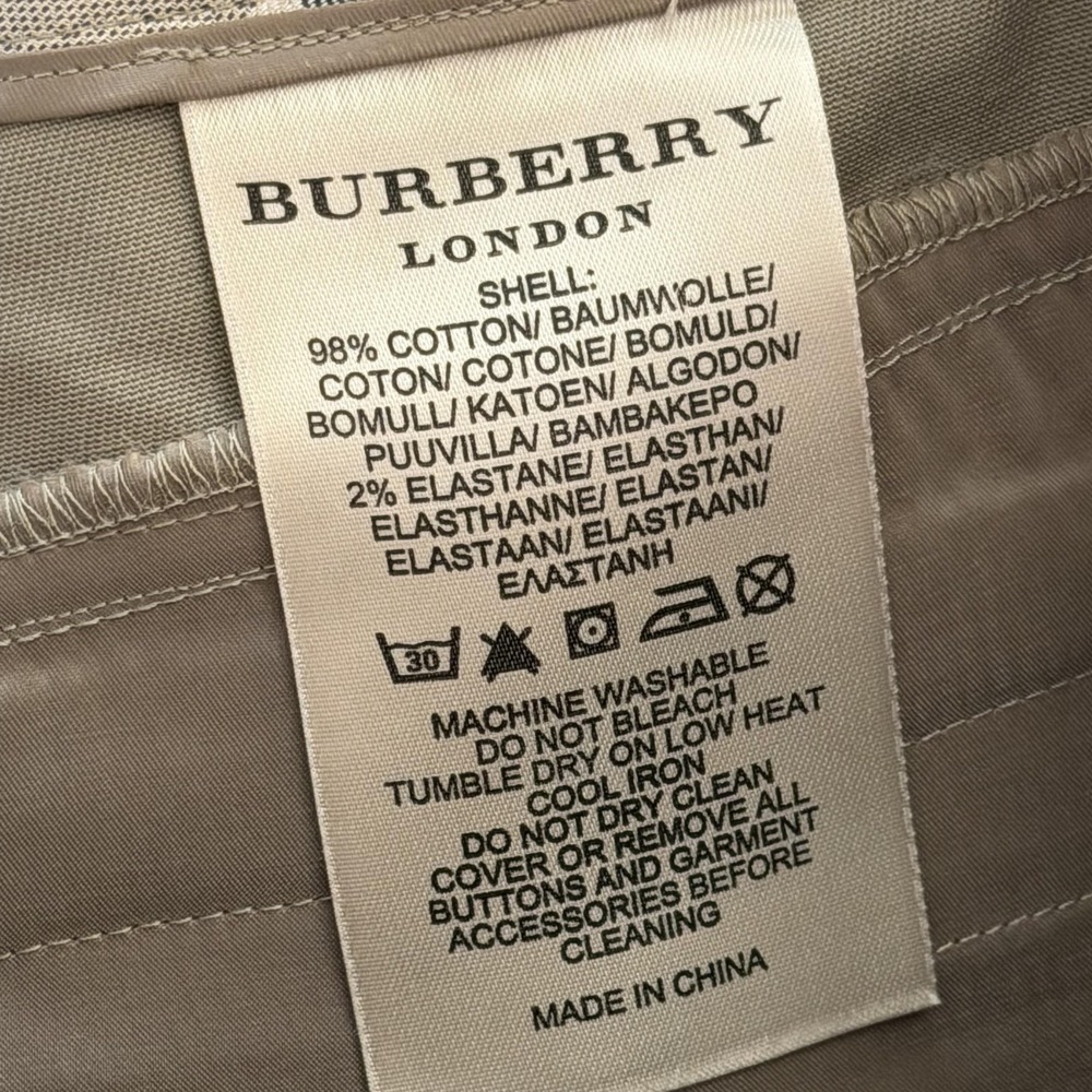 Burberry London Pants Womens 12 Beige Cotton Stretch Chino Bootcut Work Tan - Picture 11 of 16